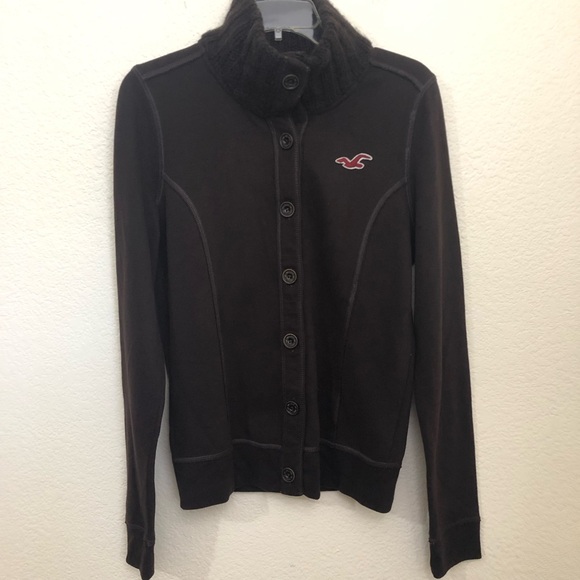 HOLLISTER Womens Large Bettys Brown Sweater Jacket Buttons NWT - Picture 3 of 16